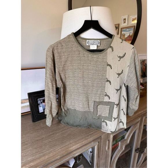 Saint Germain Paris Vintage Quarter Sleeve Patchwork Women’s Blouse Size XSmall - Picture 1 of 5
